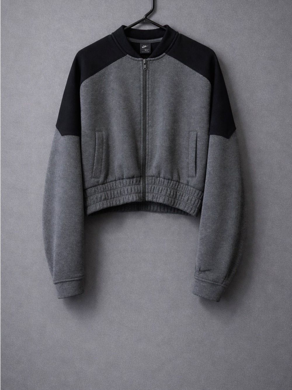 Nike Dri Fit gray and black crop zip up